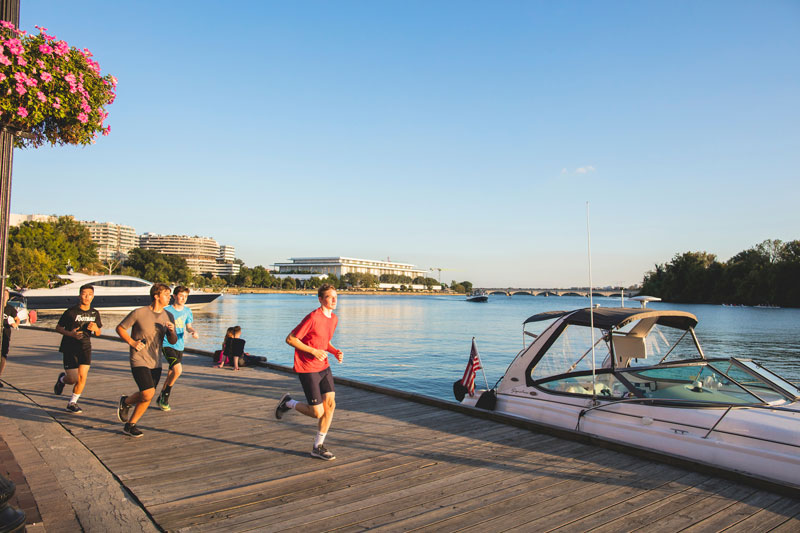 Running along the Potomac River on the Georgetown Waterfront - Best places to run in Washington, DC